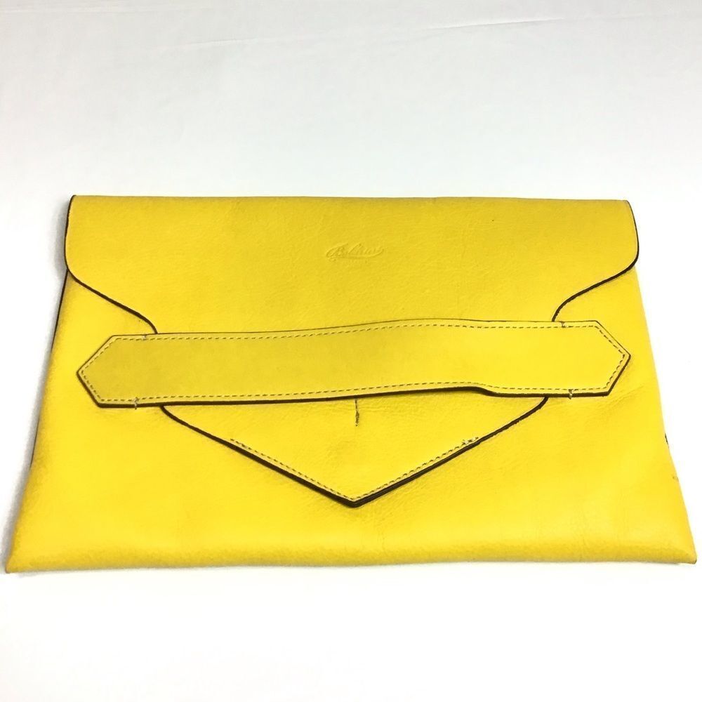 Boldrini Oversized Selleria Yellow Leather Portfolio Envelope Style Clutch